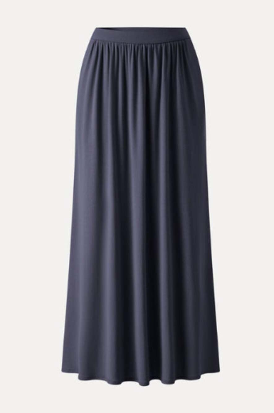 OGL Maxi Skirt A-Line Pull-on Tencel Linen Knit Smoky Navy Blue Size Medium NEW